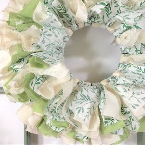 Fabric Rag Wreath 12” Botanical print Home decor